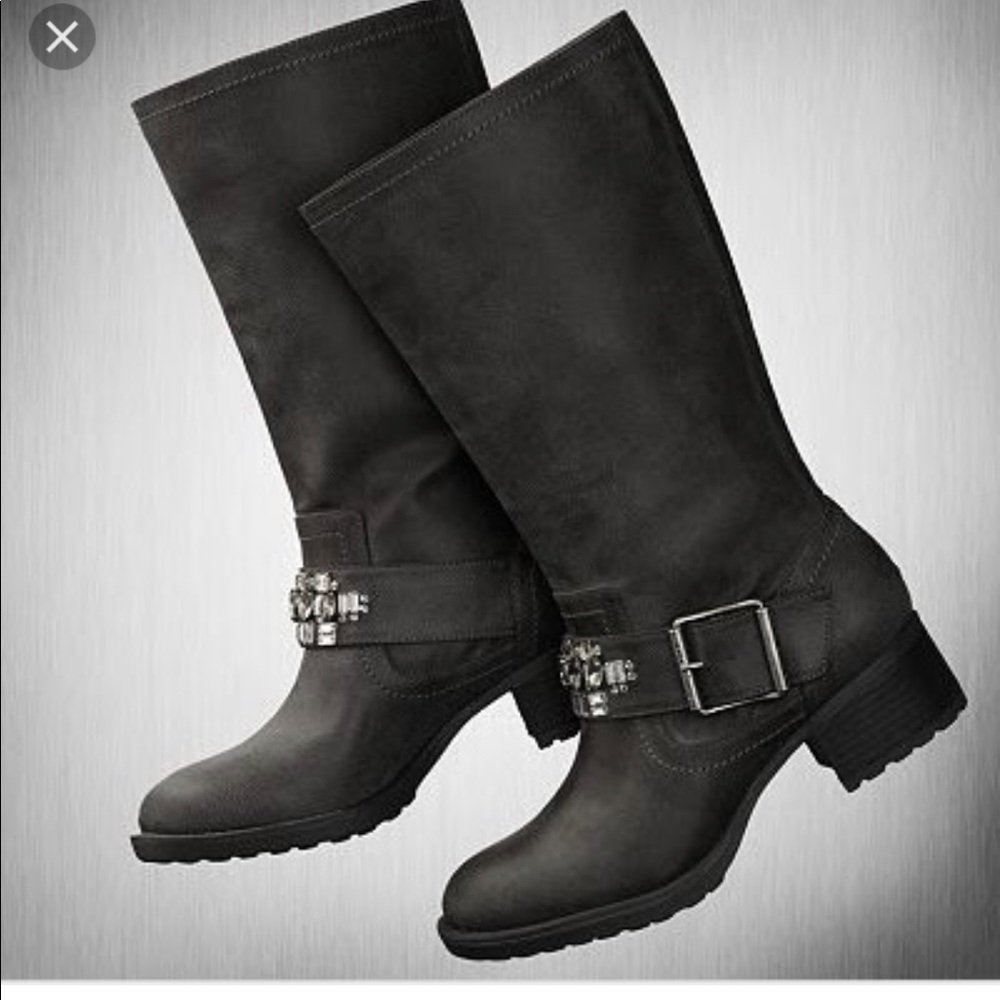 Leather Vera Wang Rhinestone Boots